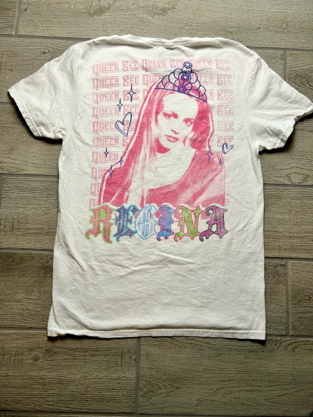 Mean Girls y2k Baby Tee - Pink Portrait with Rainbow Lettering